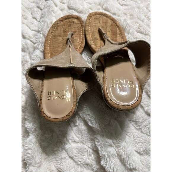 Donald Pliner MALONE sand lisard leather cork wedge sandals - Picture 3 of 6